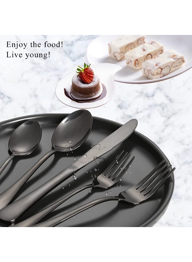 Scent Time Spoons and Forks Set, Set of 30 Top Food Grade Stainless Steel Forks and Spoons Silverware Set, Kitchen Utensils Forks (8 Inch) and Spoons (6.69 Inch) Cutlery Set, Mirror Finish & Dishwasher Safe - Image 3